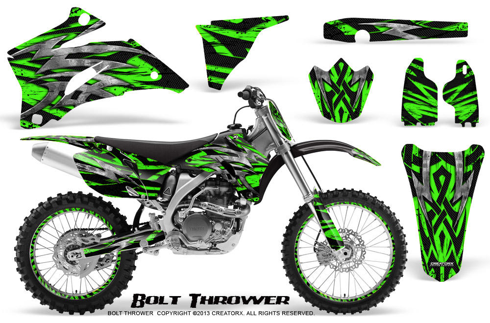 Yamaha YZ 250F 450F 06-09 Graphics Kit Bolt Thrower Green NP Rims